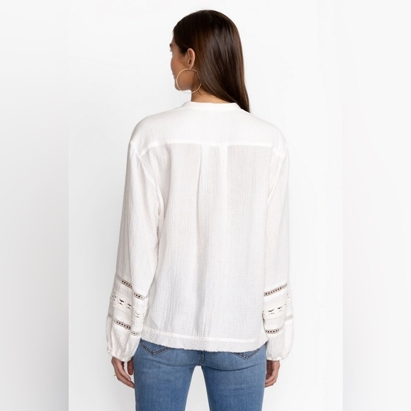 CALME BY JOHNNY WAS 100% Organic Cotton Gauze Peasant Top Natural White NWT - Picture 6 of 12